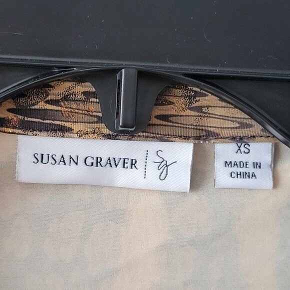 Susan Graver XS Zip up jacket blazer top snakeskin metallic liquid Knit QVC EUC - Picture 11 of 12